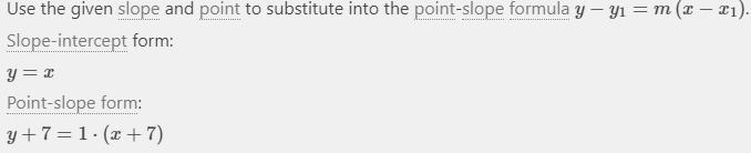 What is the equation for the line that passes through the point (-7,-7) and has a-example-1