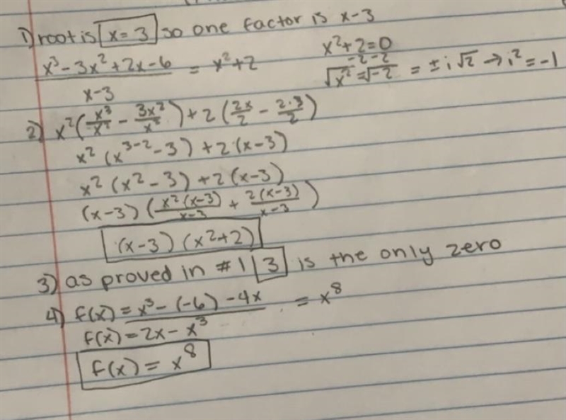 Consider the graph of f(x)=x^3-3x^2+2x-6 below 1) what is the real solution of f(x-example-1