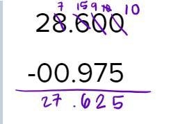 What is 28.6 - 0.975 and I need an explanation...-example-1