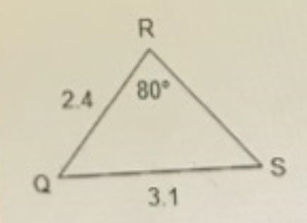 What is the length of line segment RS? Use the law of sines to find the answer. Round-example-1