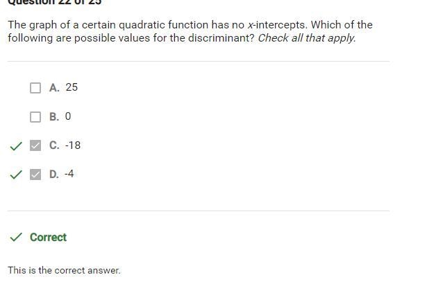 The graph of a certain quadratic function has no x-intercepts. Which of the following-example-1