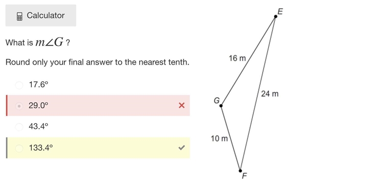 What is m∠G ? Round only your final answer to the nearest tenth. 17.6º 29.0º 43.4º 133.4º-example-1