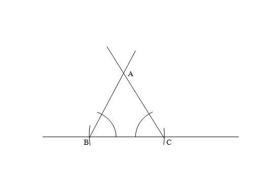 Draw triangle ABC by first drawing segment BC six inches long. Then draw a 60° angle-example-1