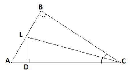 In the right ∆ABC, BL is an angle bisector. If LB = 1.2 in and LC = 0.6 in. Find: - The-example-1