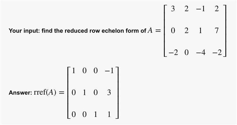 Solve 3x+2y−z=2 2y+z=7 −2x−4z=−2 Enter your answer, in the form (x,y,z), in the boxes-example-1