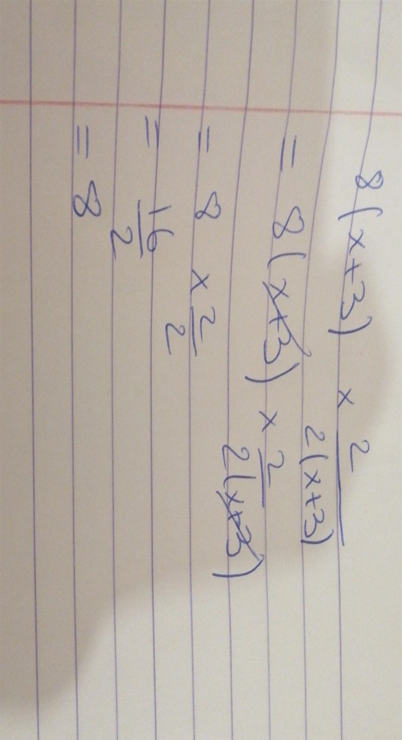 Simplify 8(x+3)^2/2(x+3)-example-1