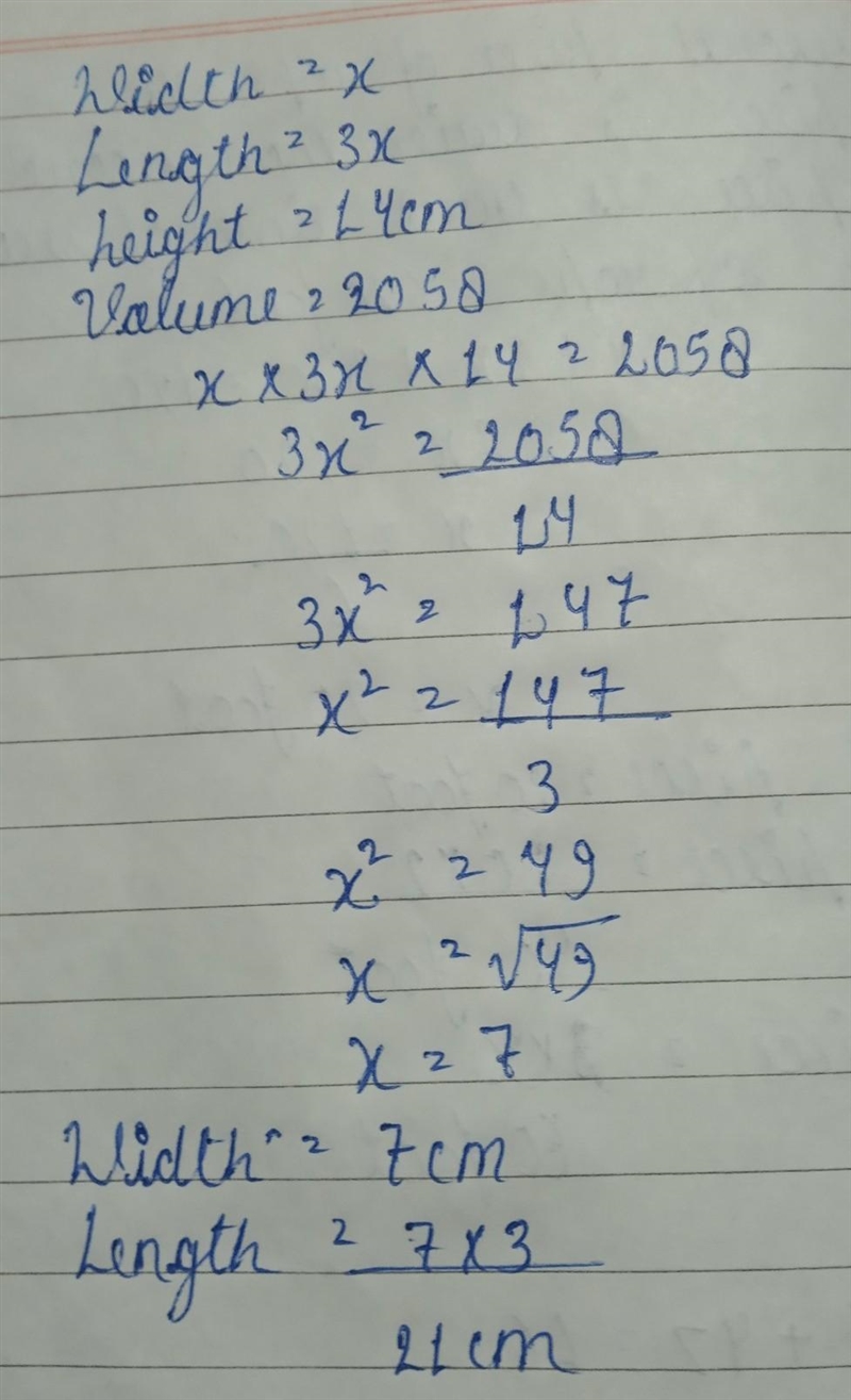 The volume of a rectangular prism is 2,058 cm squared 3. The length of the prism is-example-1