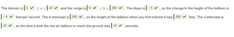 You notice a hot air balloon descending. The elevation h (in feet) of the balloon-example-1