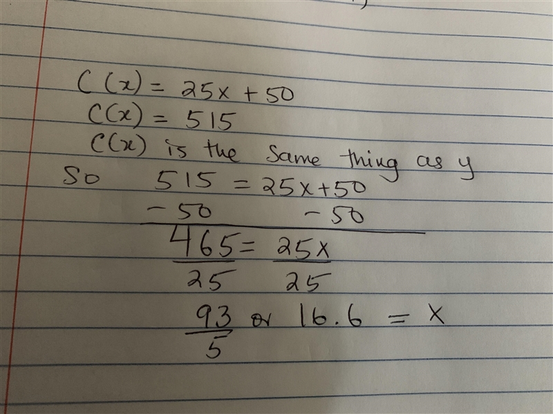 The problem C(x)=25x+50 represents the labor coat in dollars for quick cedar to build-example-1