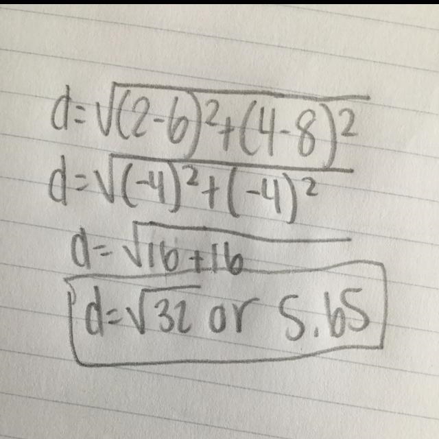 Find the midpoint of the segment with the following endpoints? (2,4) and (6,8)-example-1