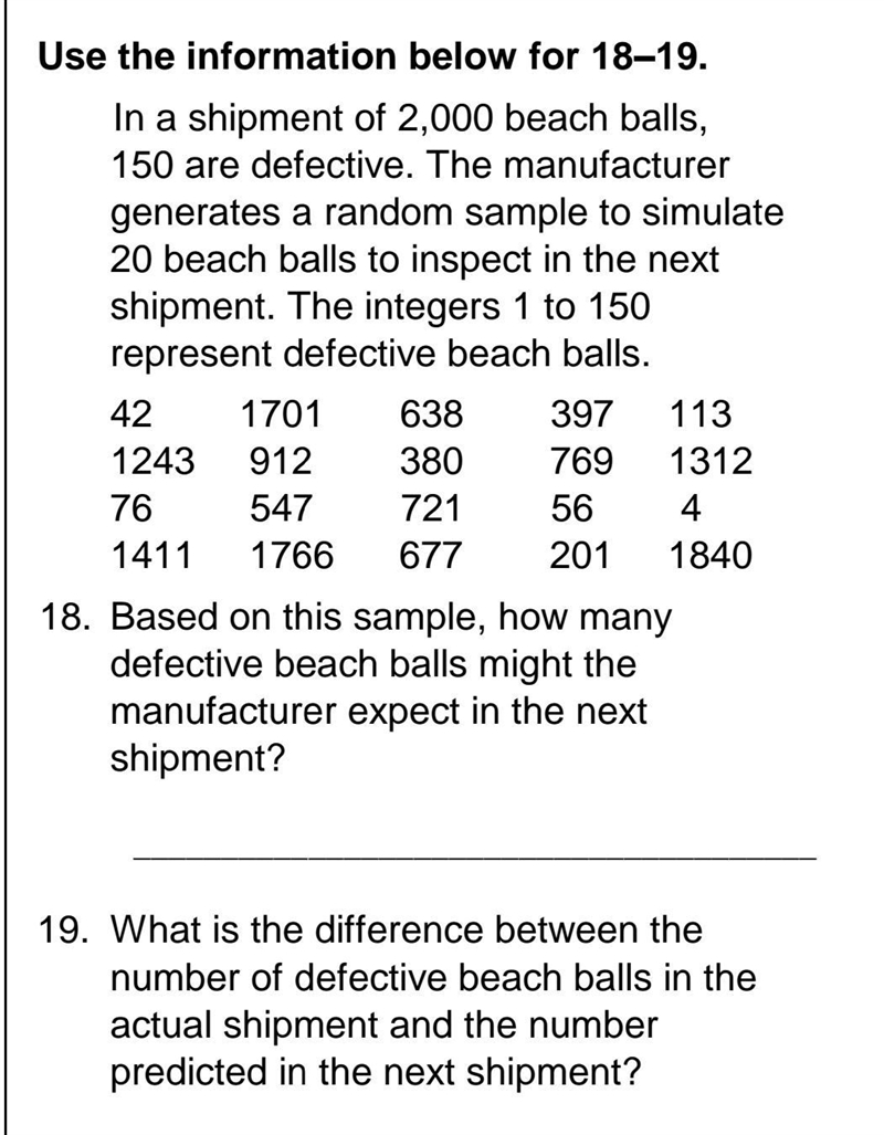 In a shipment of 2,000 beach balls 150 are defective the manufacturer generates a-example-1