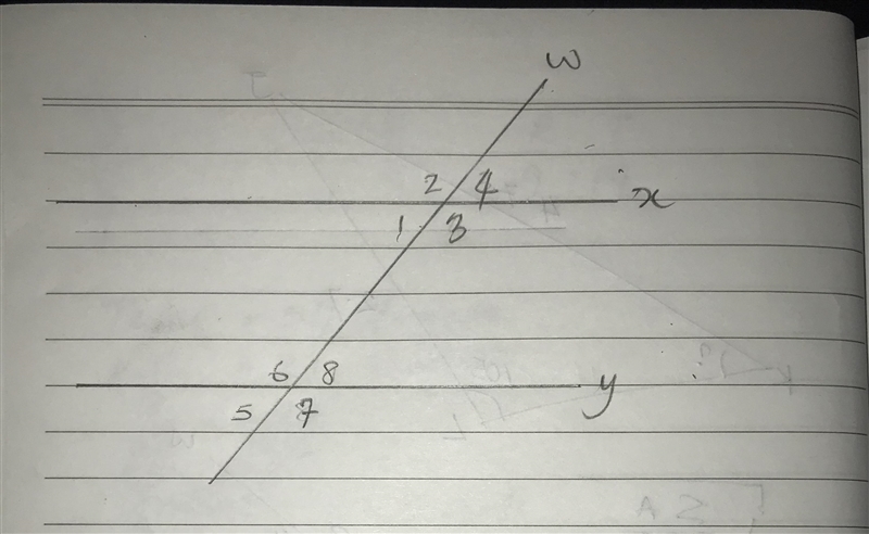 Two parallel lines are crossed by a transversal. Parallel lines x and y are cut by-example-1