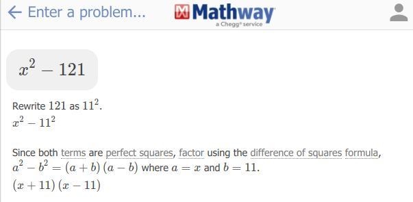 What is the factored form of this expression? x2 − 121 HELP!!!!-example-1