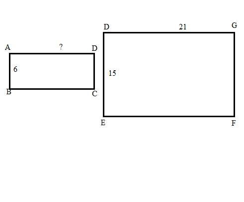 rectangle ABCD and DEFG are similar. if AB is 6, DE is 15, DG is 21, what is the length-example-1