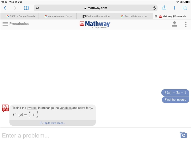 Evaluate the function, f(x) = 3x + 1, for f -2/3 3 7 -1 -5/9-example-1