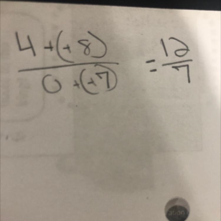 What is the slope of the line through (-7, -8) and (0, 4)? A. -12 over 7 B. -7 over-example-1