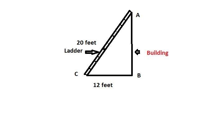 A ladder that is 20 feet tall is leaning against a building.Samuel measures that the-example-1