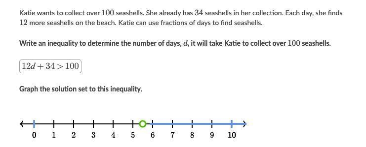 Katie wants to collect over 100100100 seashells. She already has 343434 seashells-example-1