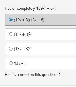 URGENT Factor completely 169x2 − 64.-example-1