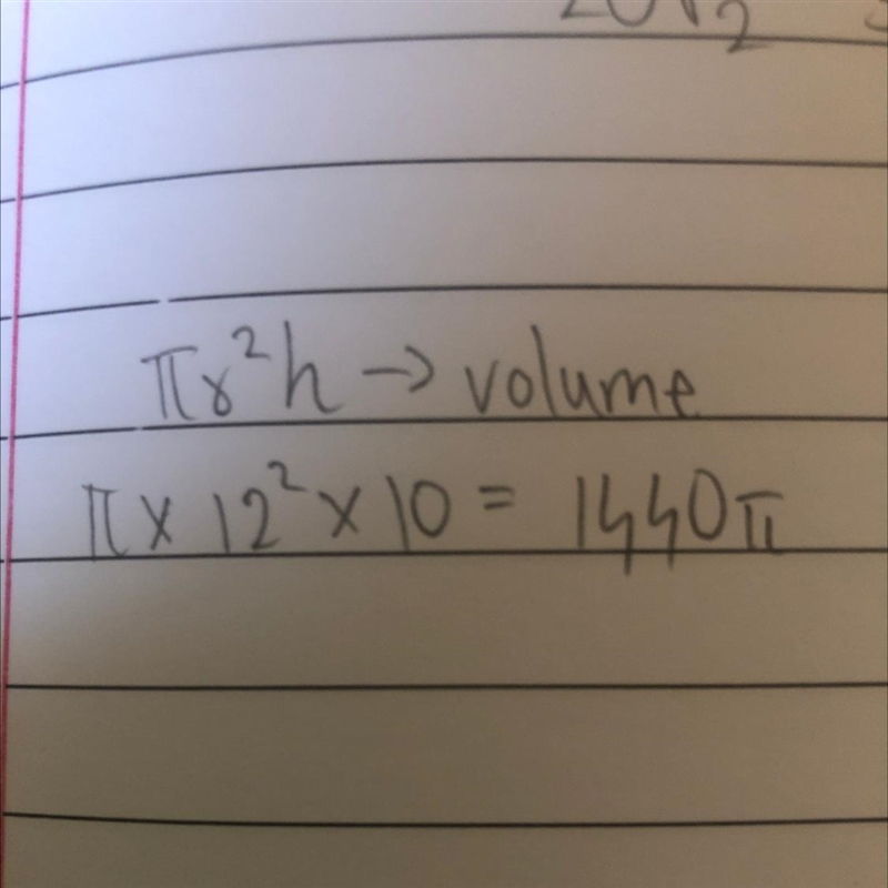 Find in term of pi, the volume of the water​-example-1