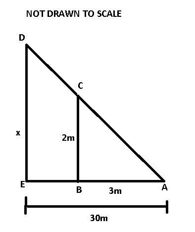 A stick 2m long is placed vertically at point b .The top of the stick in the ls in-example-1