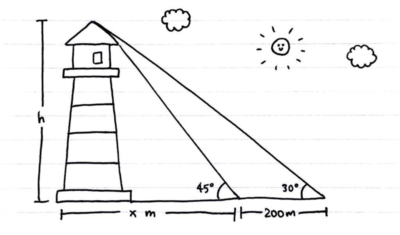 The angles of depression of two ships from the top of the light house are 45° and-example-1