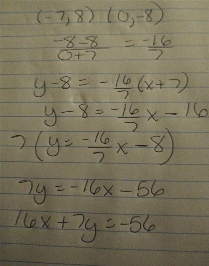 Determine the standard form of the equation of the line that passes through (-7,8) and-example-1