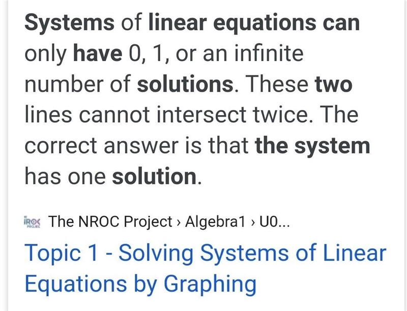 A system of linear equations in two variables can have _____ solutions. ​-example-1