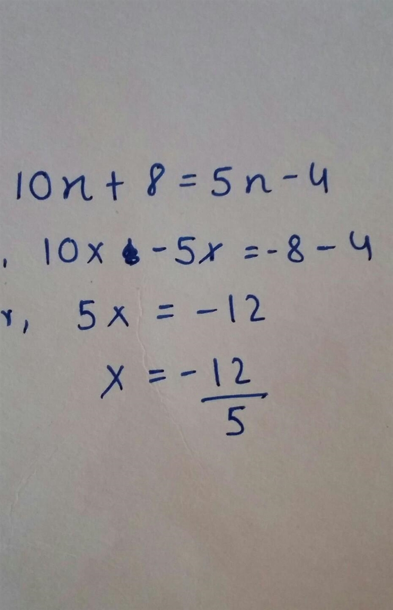 10x+8= 5x -4 Pleaseeee help-example-1