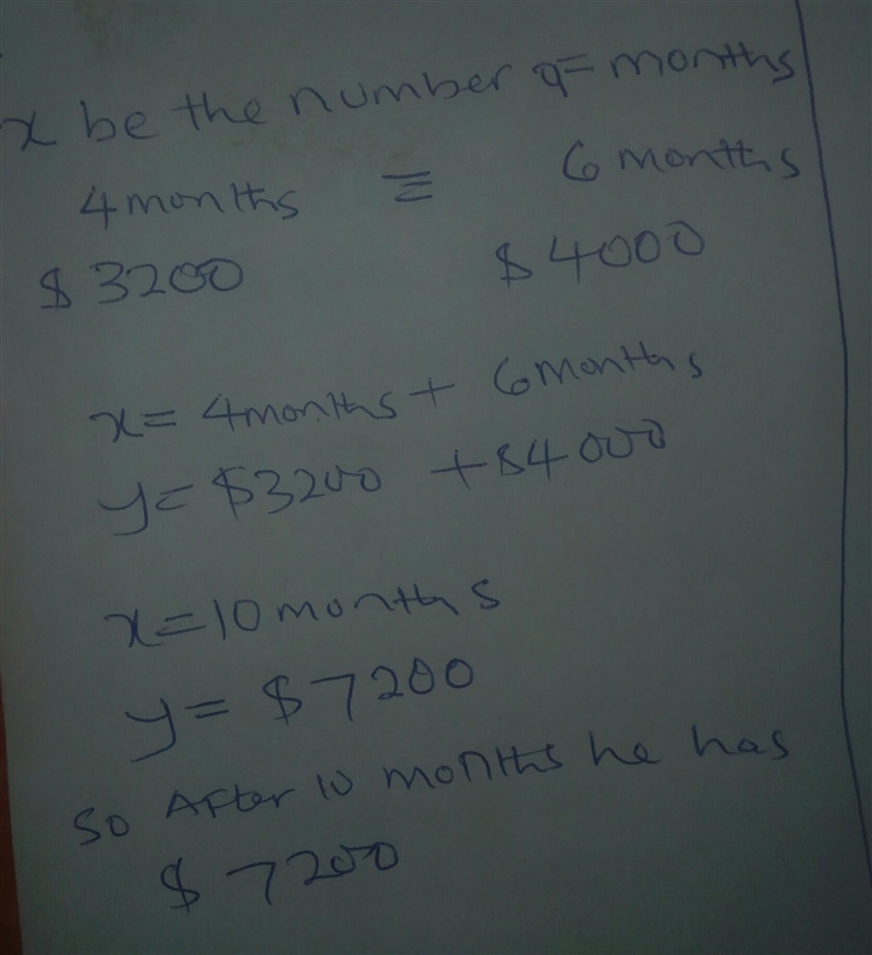 Michael set up a bank account where he has his money deposited each month. After 4 months-example-1