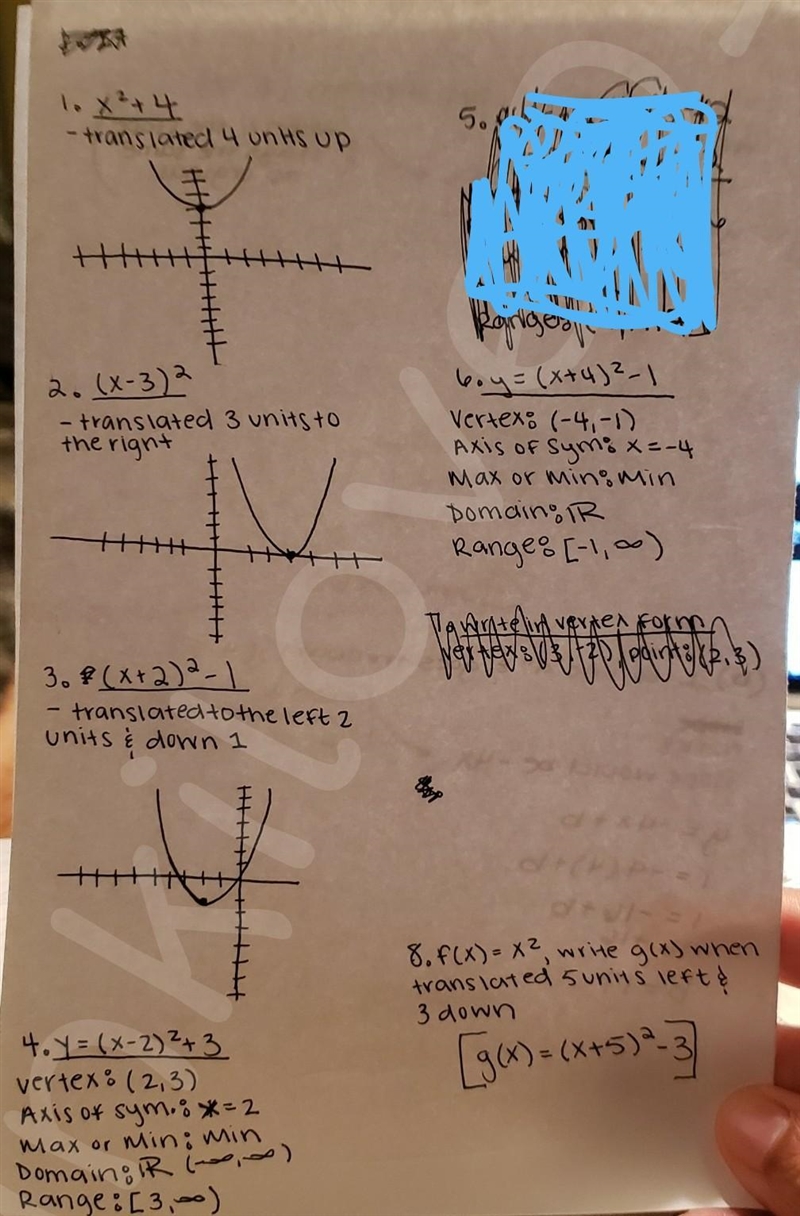 Help plz it’s algebra 2 vertex forms of quadratic function-example-1