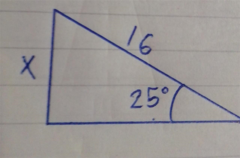 Calculate the length of the opposite side of a right triangle with a hypotenuse of-example-1