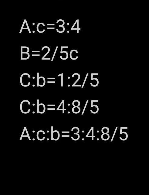 Please answer me bis two fifths of c. 4a = 30 Work out the ratio a:b:c Give your answer-example-1