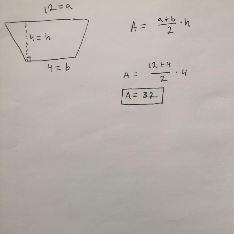 Find the area of the shape shown below-example-1