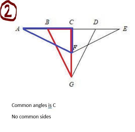 Please identify the common angles and sides or these triangles.-example-1