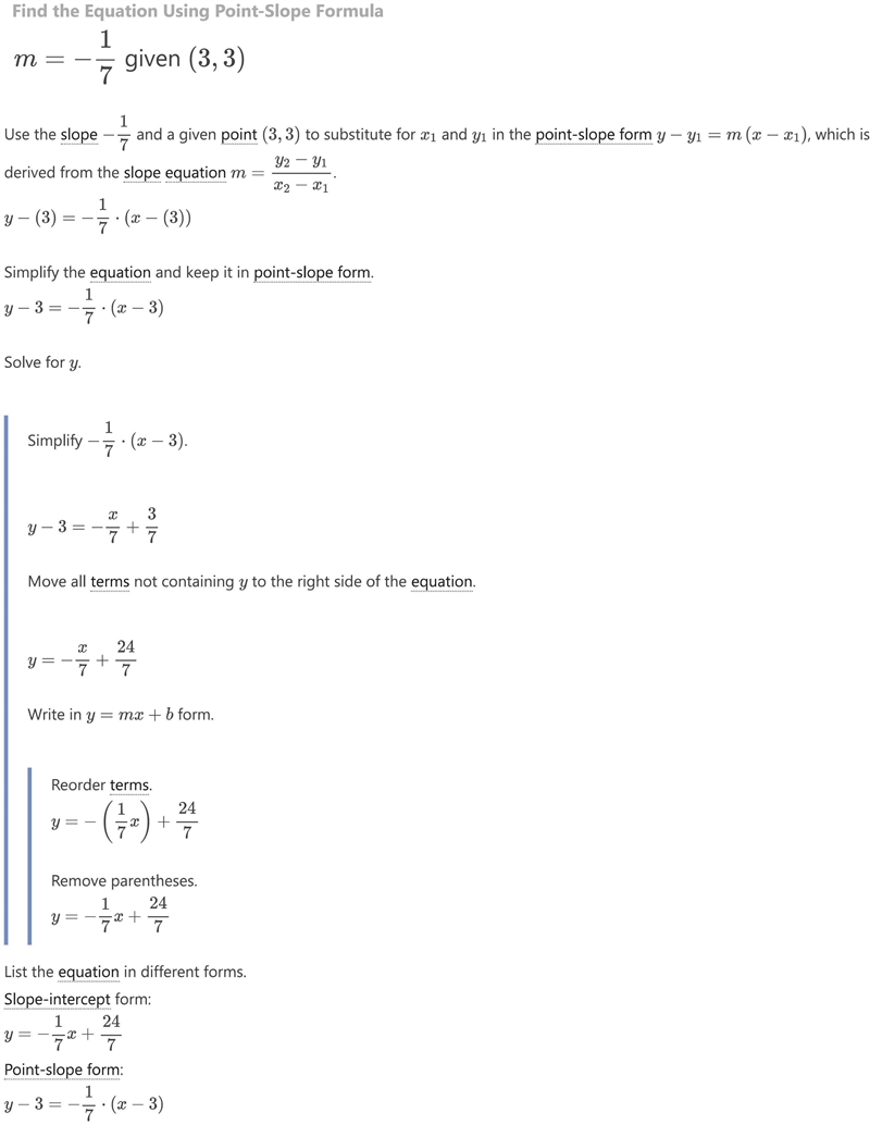 Help please The slope of the line below is -1/7. Write a point slope equation of the-example-1