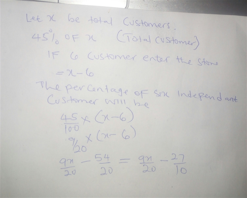 45 percent of all customers who enter a store will make a purchase. Suppose that 6 customers-example-1