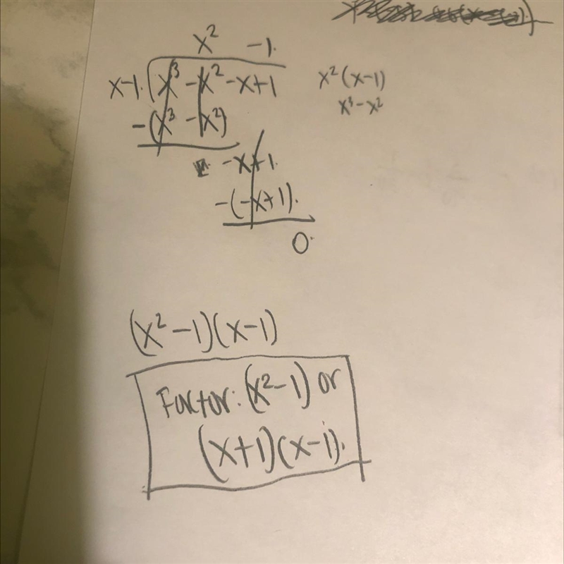 One factor of x^3-x^2-x+1 is x-1 the other factor is-example-1