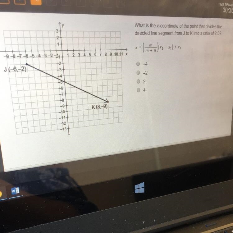 What is the x-coordinate of the point that divides the directed line segment from-example-1