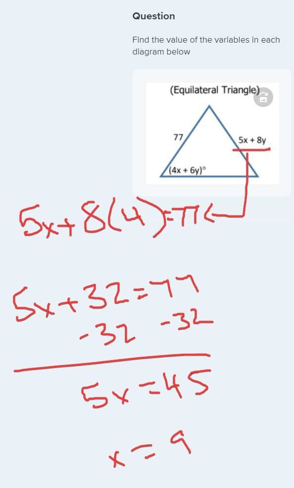 Find the value of the variables in each diagram below-example-2