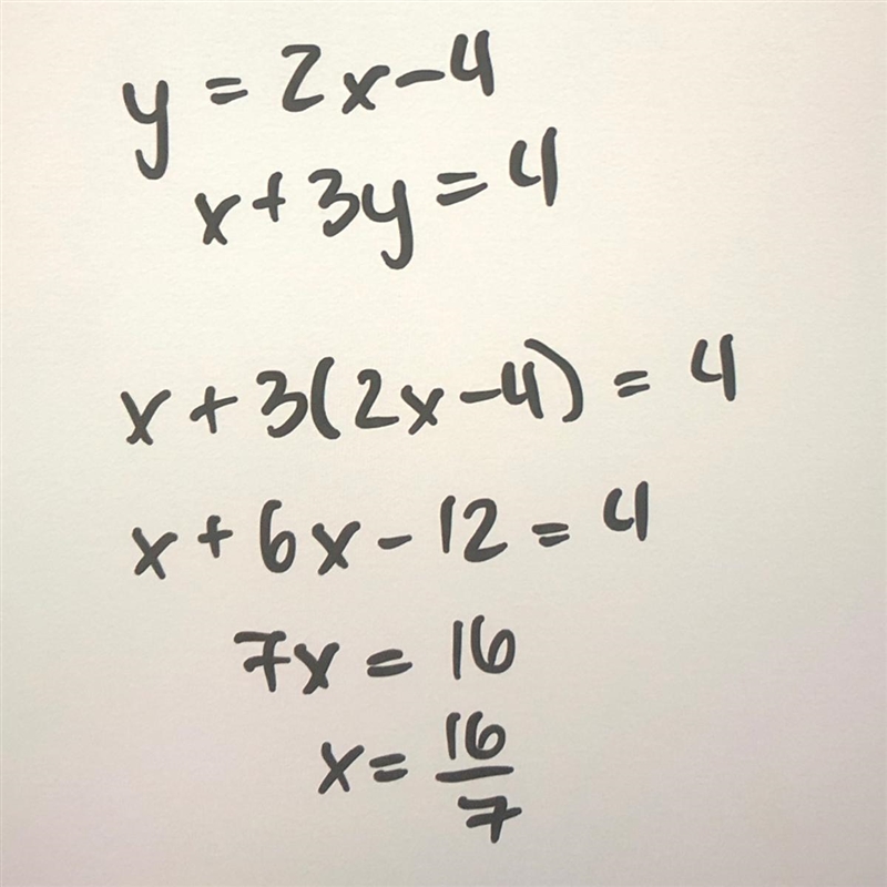 PLEASE HELP ME ASAP!! Solve the system of equations by substitution. Show Your Work-example-1