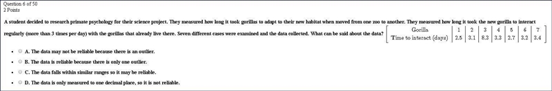 A student decided to research primate psychology for their science project. They measured-example-1