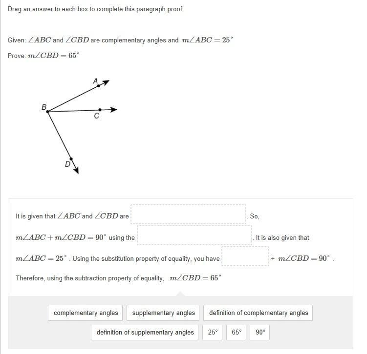 It is given that ∠ABC and ∠CBD are Response area. So, m∠ABC+m∠CBD=90° using the Response-example-1