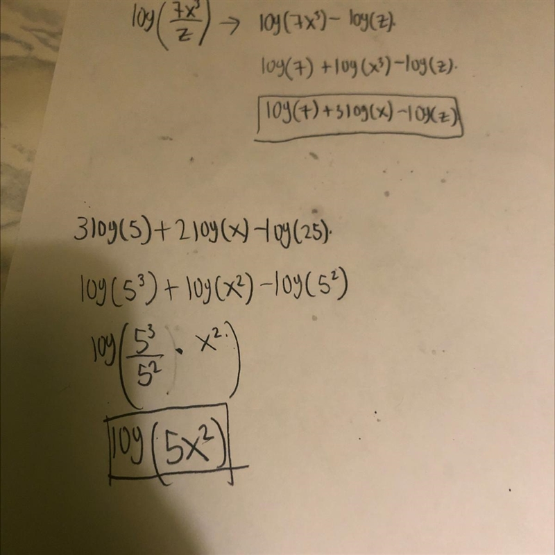 HELP 50 PTS (a) Write the expression in expanded form. log(7x^3/z) (b) Write the expanded-example-1