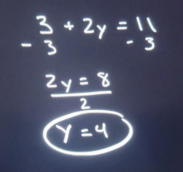 The x coordinate for an ordered pair in the solution set of x+2y=11 is 3. find the-example-1