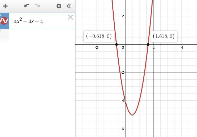 What is the sum of the roots of the quadratic $4x^2 - 4x - 4$?-example-1