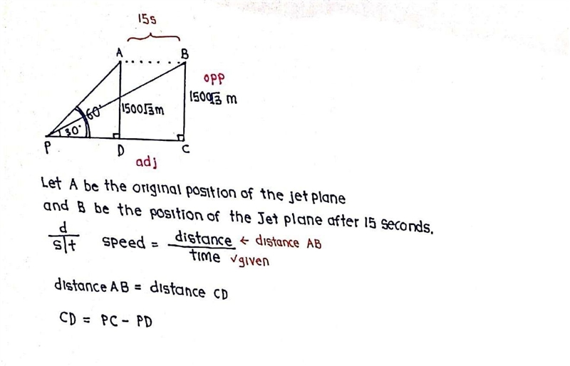 the angle of elevation of a jet plane from a point P on the ground is 60 degree after-example-1