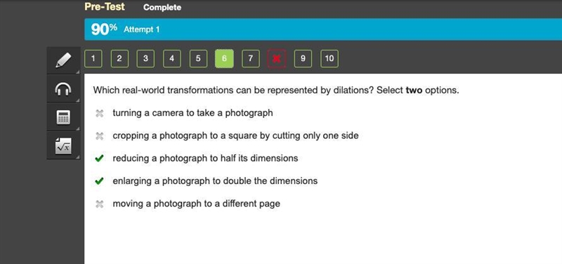 Which real-world transformations can be represented by dilations? Select two options-example-1