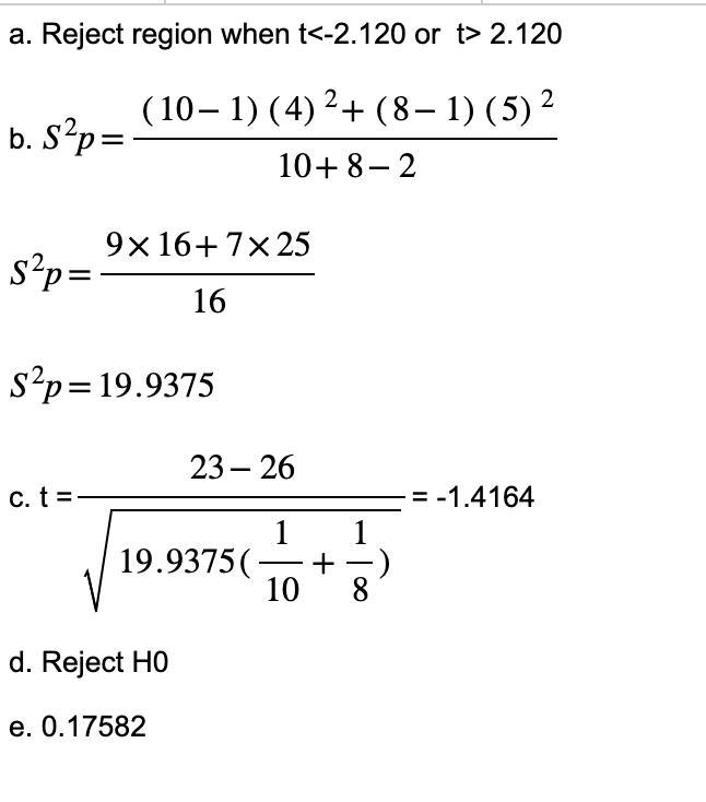 A random sample of 10 observations from one population revealed a sample mean of 23 and-example-1