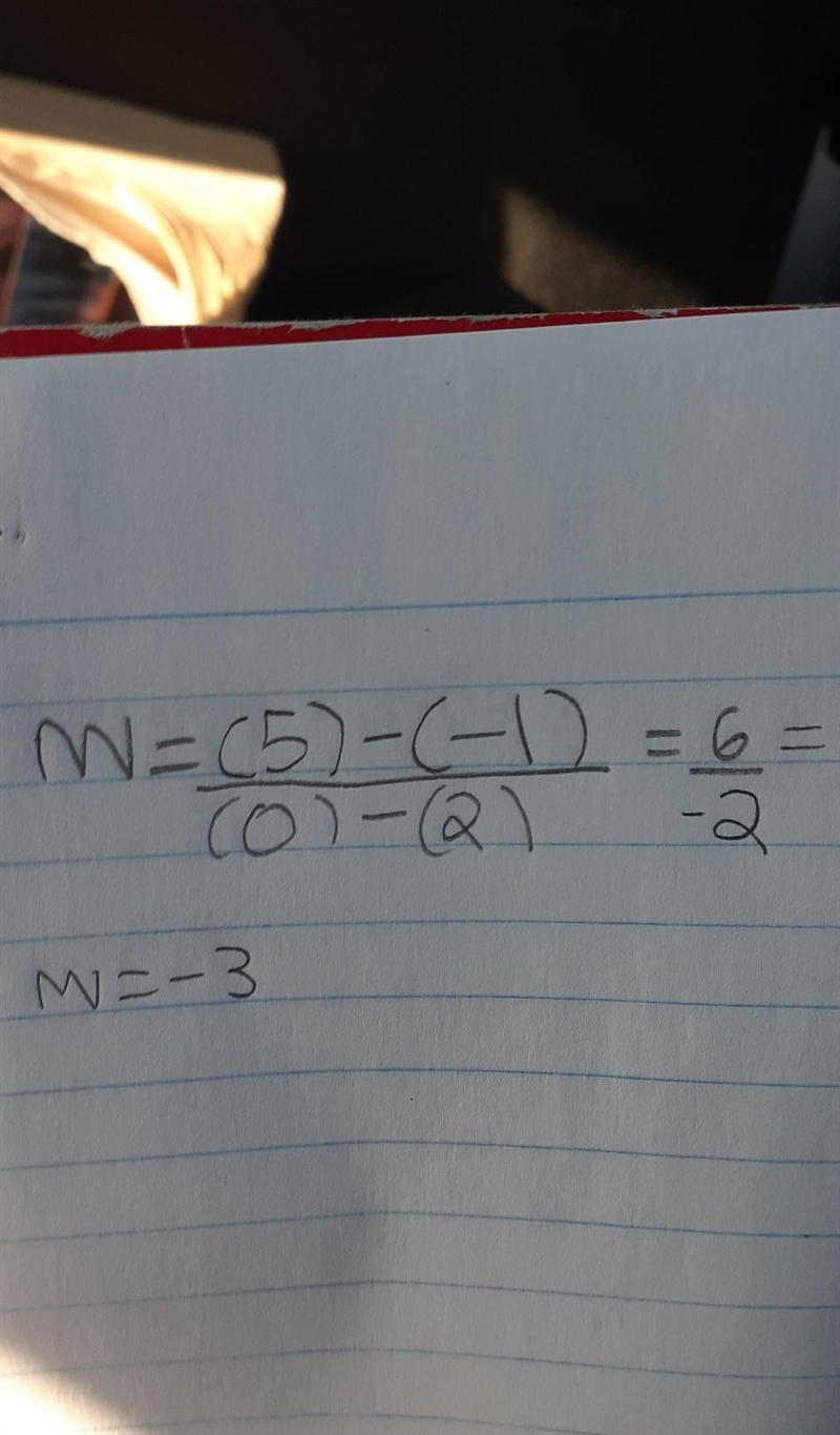 What is the equation of the line though (2, -1) and (05)?-example-1